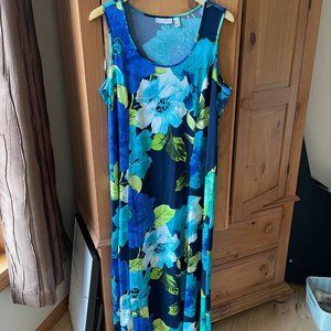 Susan Graver Printed Liquid Knit Maxi Dress 1X NIB